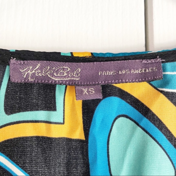 Hale Bob Colorful Print 100% Silk Boho Mini Dress / Tunic Top - Picture 3 of 11